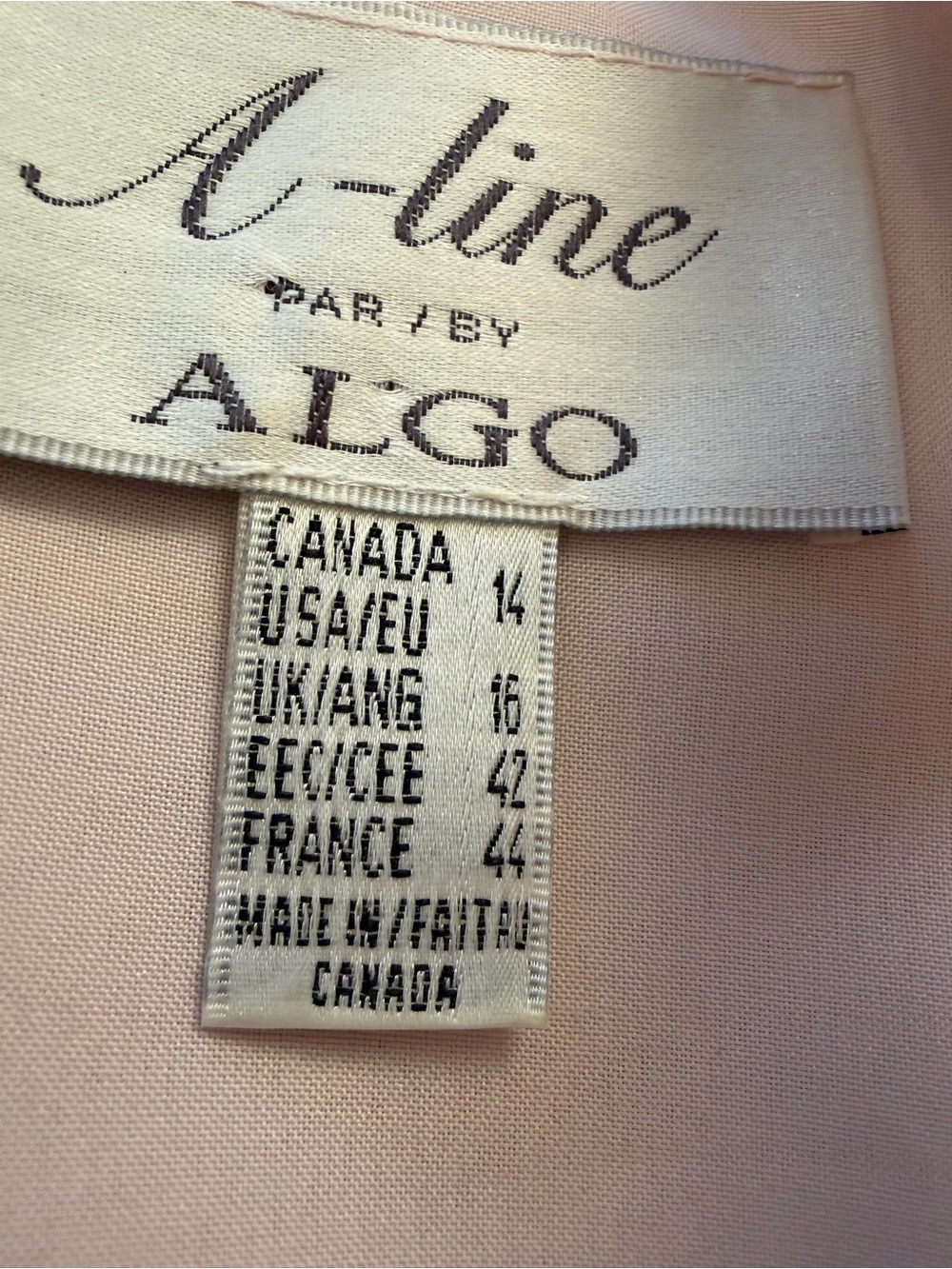 Vintage Algo Sleeveless Maxi Dress in Soft Blush-Measurements state Size Medium - Picture 10 of 15
